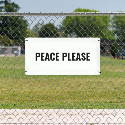 Vrede alsjeblieft witte zwarte eenvoudige anti-oor spandoek (Insitu)