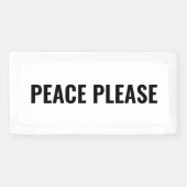 Vrede alsjeblieft witte zwarte eenvoudige anti-oor spandoek (Horizontaal)