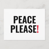 Vrede alsjeblieft witte zwarte rode tekst anti-oor briefkaart (Voorkant)