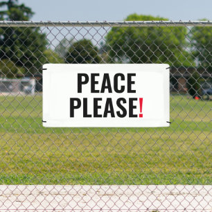 Vrede alsjeblieft witte zwarte rode tekst anti-oor spandoek