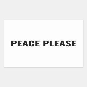 Vrede alsjeblieft witte zwarte tekst minimalistisc rechthoekige sticker