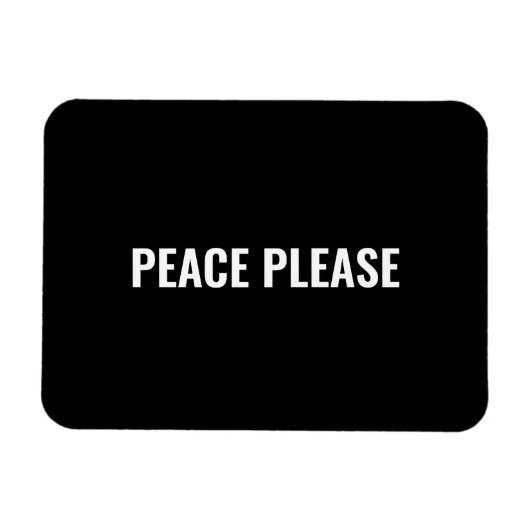 Vrede alsjeblieft zwart wit eenvoudig anti-oorlog  magneet (Horizontaal)