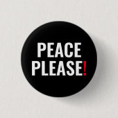 Vrede alsjeblieft zwart-wit rode tekst anti-oorlog ronde button 3,2 cm (Voorkant)
