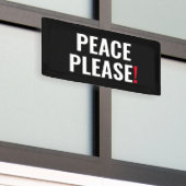 Vrede alsjeblieft zwart-wit rode tekst anti-oorlog spandoek (Buitenkant Gebouw)