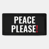 Vrede alsjeblieft zwart-wit rode tekst anti-oorlog spandoek (Horizontaal)