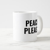 Vrede alsjeblieft zwart-wit tekst anti-oorlog prot grote koffiekop (Voorkant rechts)