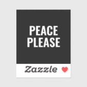 Vrede alsjeblieft zwart-wit tekst anti-oorlog prot sticker (Vel)