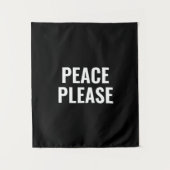 Vrede alsjeblieft zwart-wit tekst anti-oorlog prot wandkleed (Voorkant)