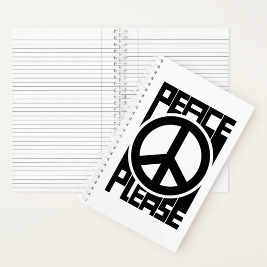 Vrede Alsjeblieft Zwarte Lettering Notitieboek (Binnen)