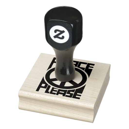 Vrede Alsjeblieft Zwarte Lettering Rubberstempel (Stempel)