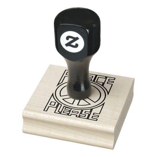 Vrede Alsjeblieft Zwarte Omlijning Letters Rubberstempel (Stempel)