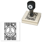 Vrede Alsjeblieft Zwarte Omlijning Letters Rubberstempel (Gestempeld)