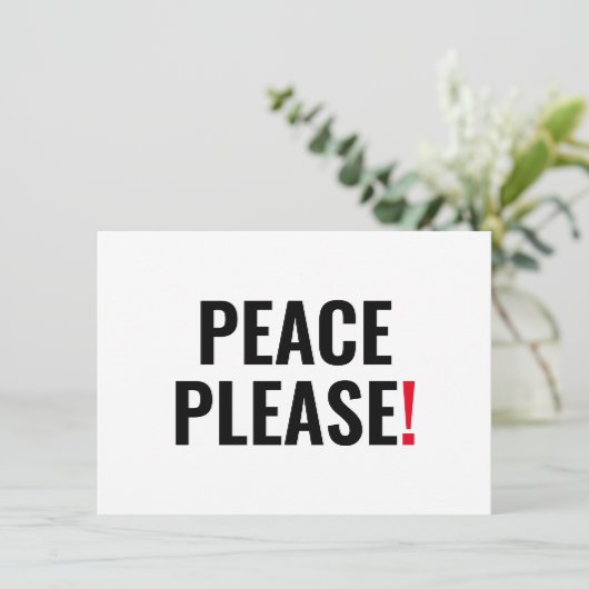 Vrede alstublieft witte zwarte rode tekst anti oor (Staand voorkant)