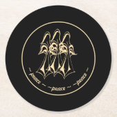 Vrede! Angel Black Gold Ronde Kartonnen Onderzetter (Voorkant)