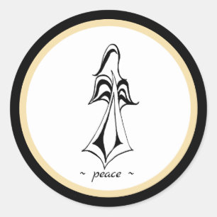 Vrede! Angel Goud en zwart Ronde Sticker