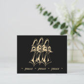 Vrede! Angel | Goud op zwart Briefkaart (Staand voorkant)