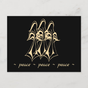 Vrede! Angel Goud op zwart Briefkaart