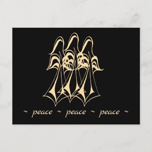 Vrede! Angel | Goud op zwart Briefkaart (Voorkant)