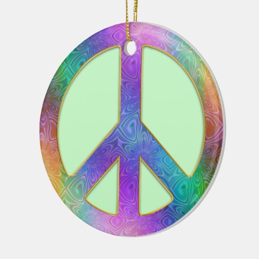 Vrede begint binnen kerstboomversiering keramisch ornament (Links)