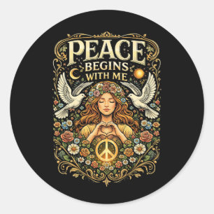 Vrede Begint Binnen Ronde Sticker