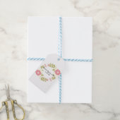 Vrede begint met een glimlach en roze bloemen cadeaulabel (Met Touw)