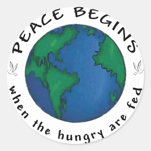 Vrede begint ronde sticker (Voorkant)