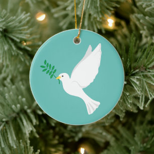 Vrede bij je witte dove keramisch ornament