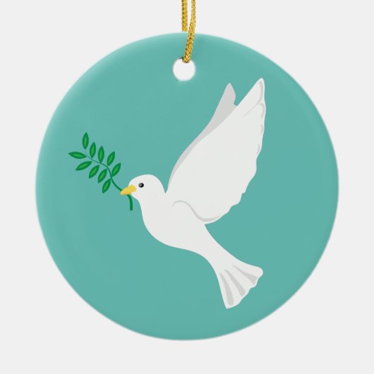 Vrede bij je witte dove keramisch ornament (Voorkant)