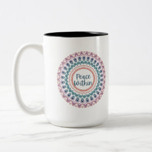Vrede binnen Pastel Mandala Tweekleurige Koffiemok