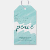 Vrede | Blauwgroen Waterverf Kerstmis Cadeaulabel (Voorkant)