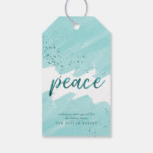 Vrede | Blauwgroen Waterverf Kerstmis Cadeaulabel (Achterkant)