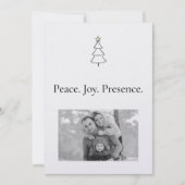 Vrede. Blij. Aanwezigheid. Minimalistische kerstfo Feestdagenkaart (Voorkant)