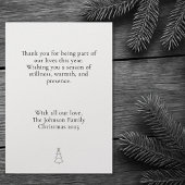 Vrede. Blij. Aanwezigheid. Minimalistische kerstfo Feestdagenkaart