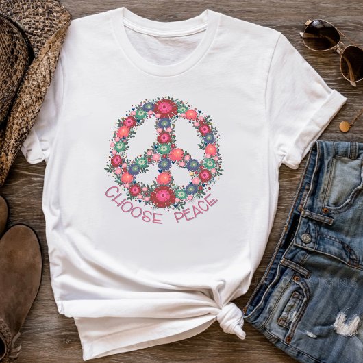 Vrede  bloemenretro Boho-inspiratie T-shirt