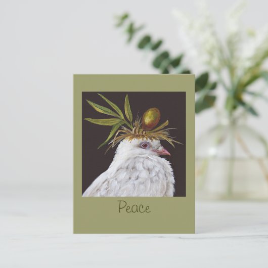 Vrede briefkaart met duif (Staand voorkant)