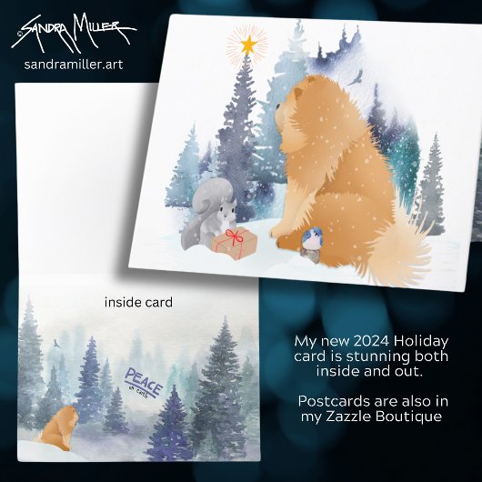 VREDE  Chow-hond vakantie ansichtkaarten ZIE BINNE Feestdagen Kaart