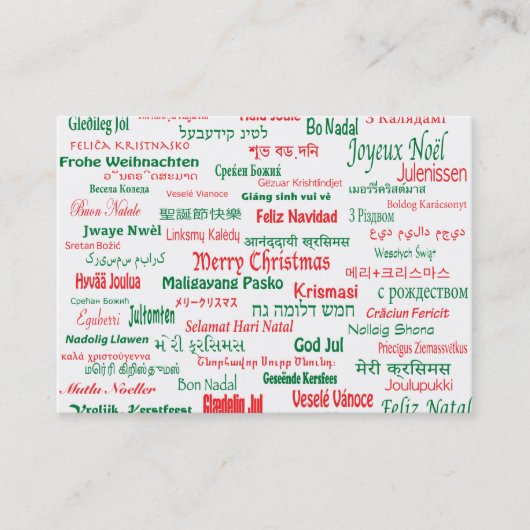 Vrede coëxistente prettige kerst Veel talen Visitekaartje (Voorkant)