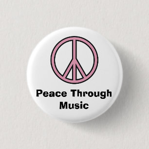 Vrede dankzij muziek ronde button 3,2 cm