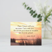 Vrede die ik met je verlaat, John 14:27, Ocean Sun Briefkaart (Staand voorkant)