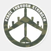 Vrede door kracht ronde sticker (Voorkant)