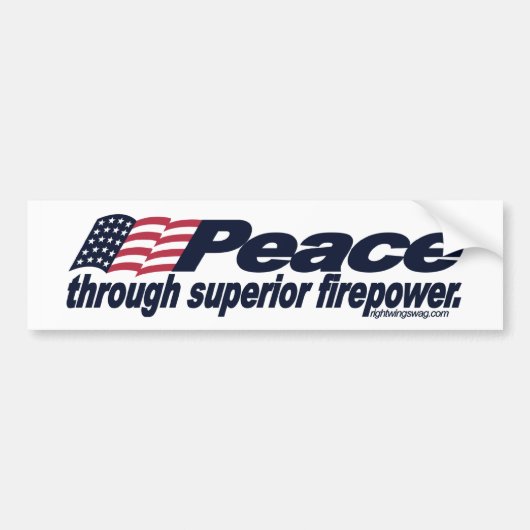 Vrede door superieure Firepower Bumpersticker (Voorkant)