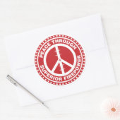 Vrede door superieure vuurkracht - rood ronde sticker (Envelop)