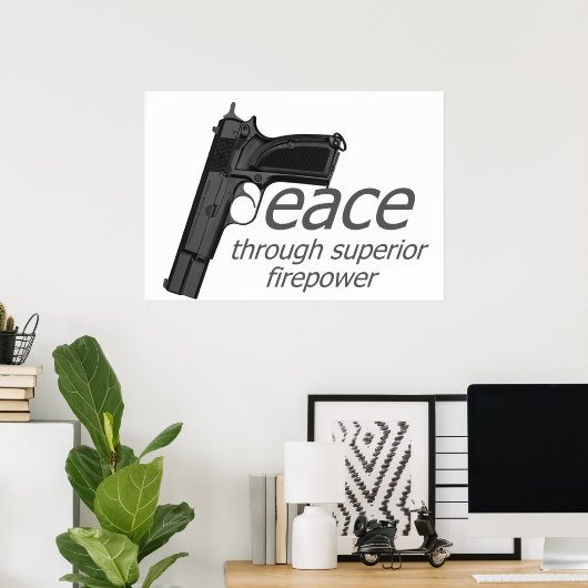 vrede door vuurkracht poster (Thuiskantoor)