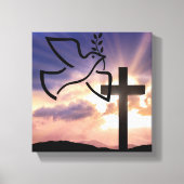 Vrede, duif, Pasen, Religie, Waterverf, Kruis Canvas Afdruk (Voorkant)