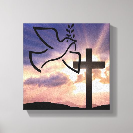 Vrede, duif, Pasen, Religie, Waterverf, Kruis Canvas Afdruk (Voorkant)