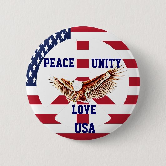Vrede, Eenheid, Liefde, USA_Button Ronde Button 5,7 Cm (Voorkant)