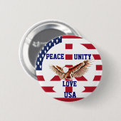 Vrede, Eenheid, Liefde, USA_Button Ronde Button 5,7 Cm (Voorkant /achterkant)