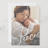 Vrede | Elegant schrift en foto Kerstmis Feestdagenkaart (Voorkant)