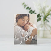 Vrede | Elegant script en foto kerst Feestdagenkaart (Staand voorkant)