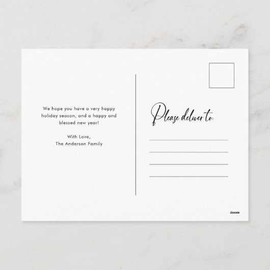 Vrede | Elegant script en foto kerst Feestdagenkaart (Achterkant)